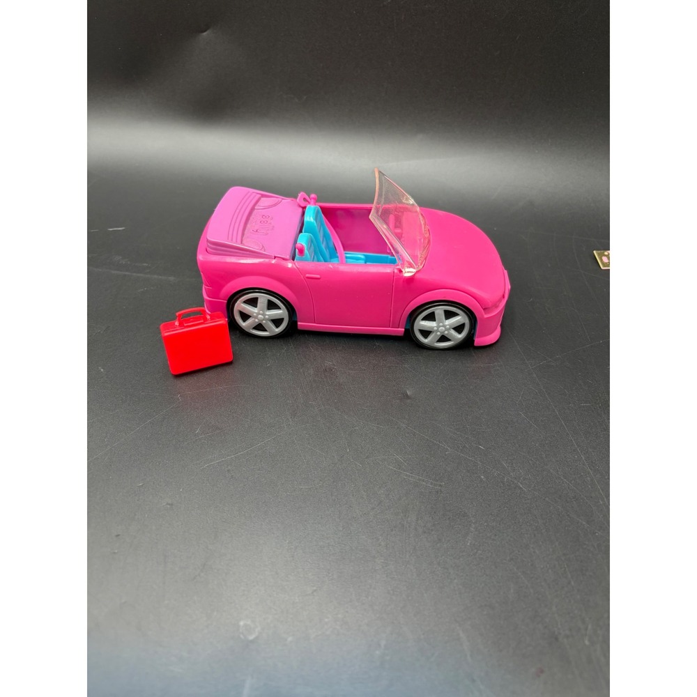 Polly Pocket 2008 Mattel Pink Convertible Car Blue Seats Red Suitcase 1186 MJ